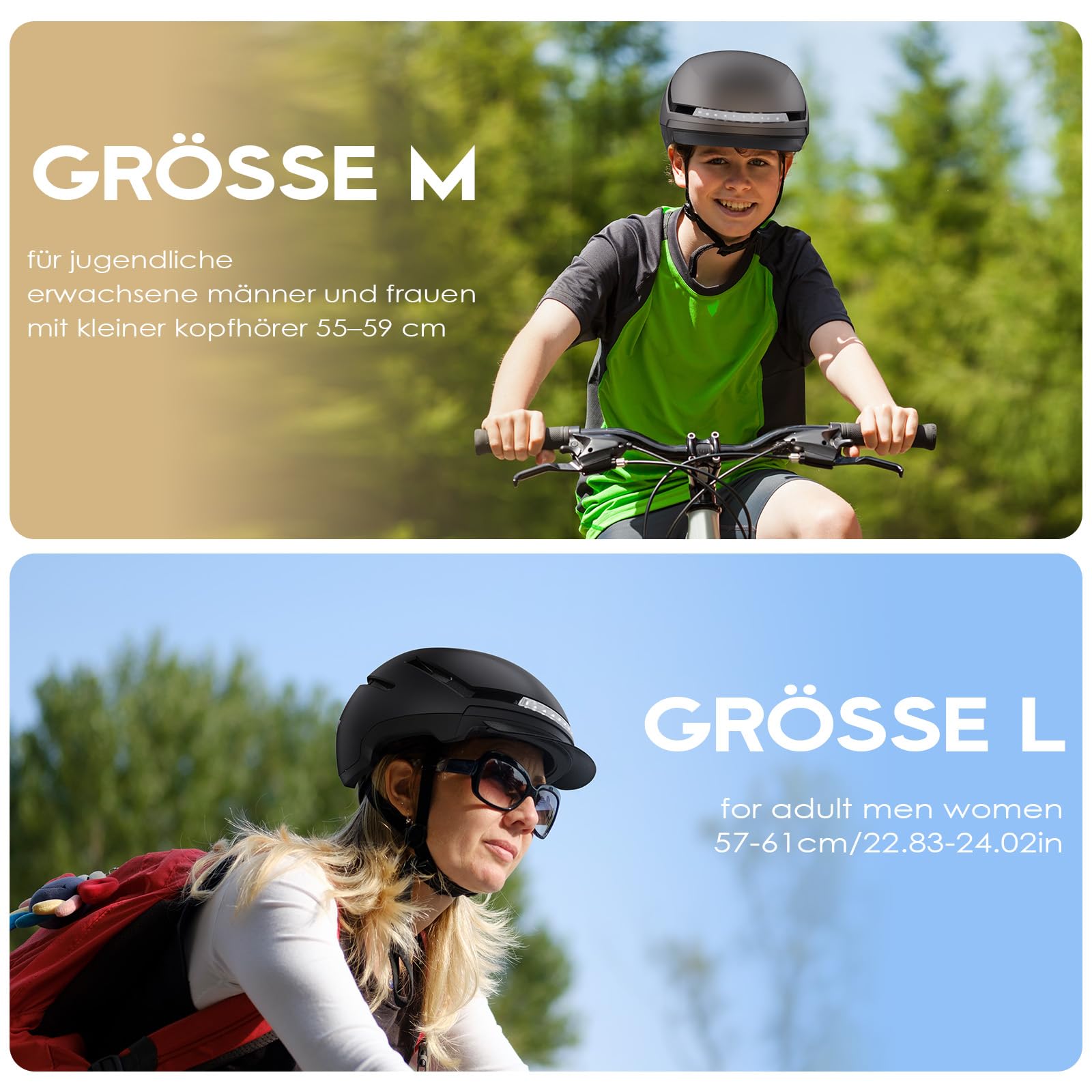 Shinmax Fahrradhelm Damen Herren mit Blinker & Licht, Fahrrad Helm Erwachsene mit USB Wiederaufladbare LED-Rücklicht, Radhelm für E-Bike, S-Pedelec, Scooter