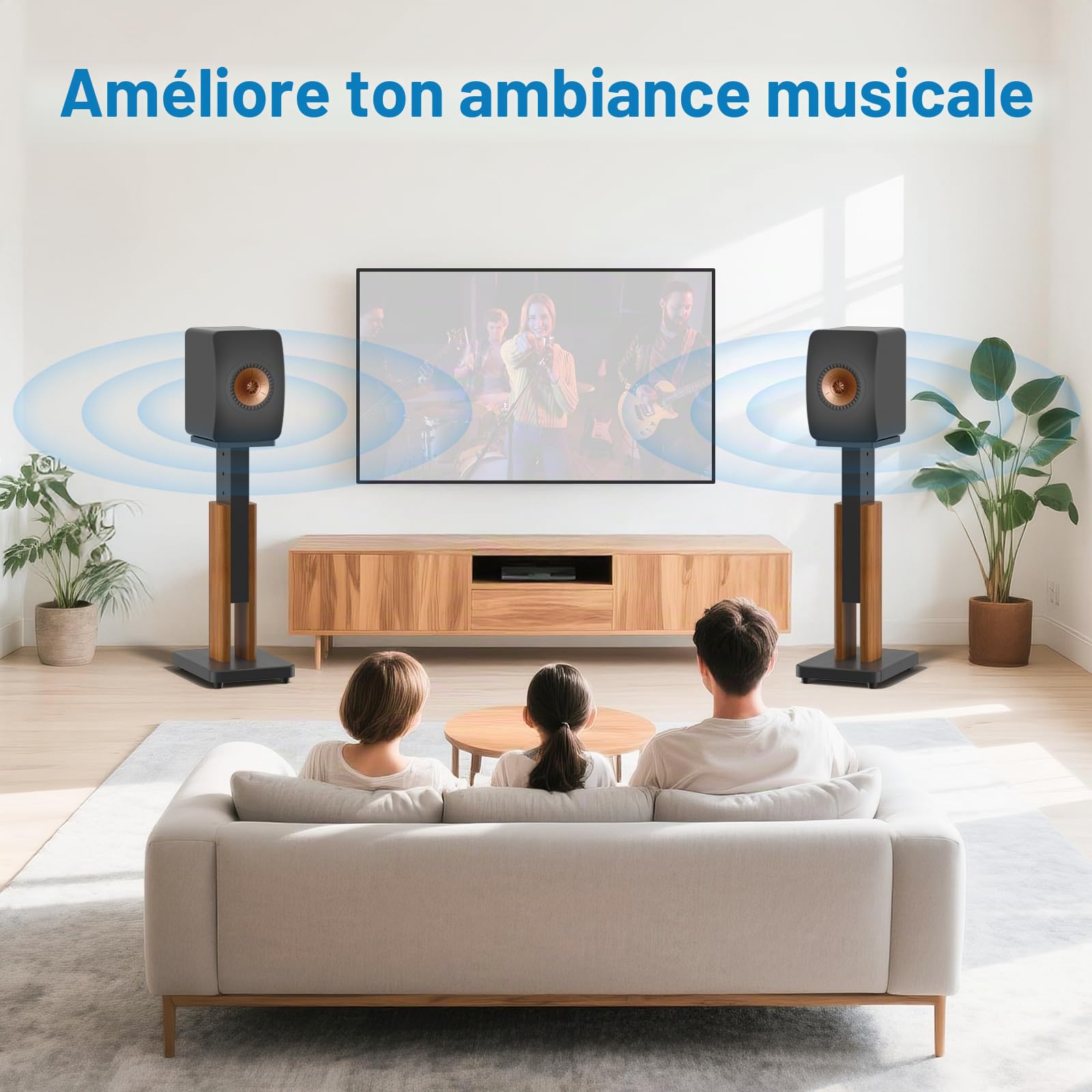 Paire de Supports d'enceintes réglables en Hauteur pour KEF LS50 Meta - Socle de Sol renforcé Finition Bois pour KEF LS50 Meta et LS50 Wireless II - Capacité de Charge : 22,7 kg (50 lbs)