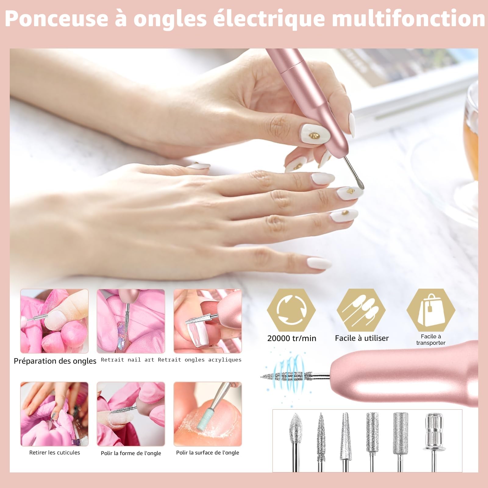 Milai Kit Ongle Gel UV Complet 180W Lampe,Kit Acrylique Ongles Avec Ponceuse pour Ongles - Pour poudre acrylique - DIY