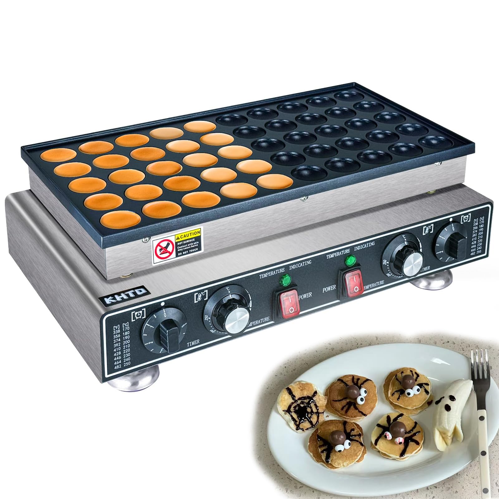 Mini Maszyna Dorayaki, elektryczna naleśnik 25/50 otworów 1700 W, produkcja 25/50 naleśników 42 mm, intuicyjne sterowanie, wytrzymała konstrukcja ze stali nierdzewnej, renowacja i