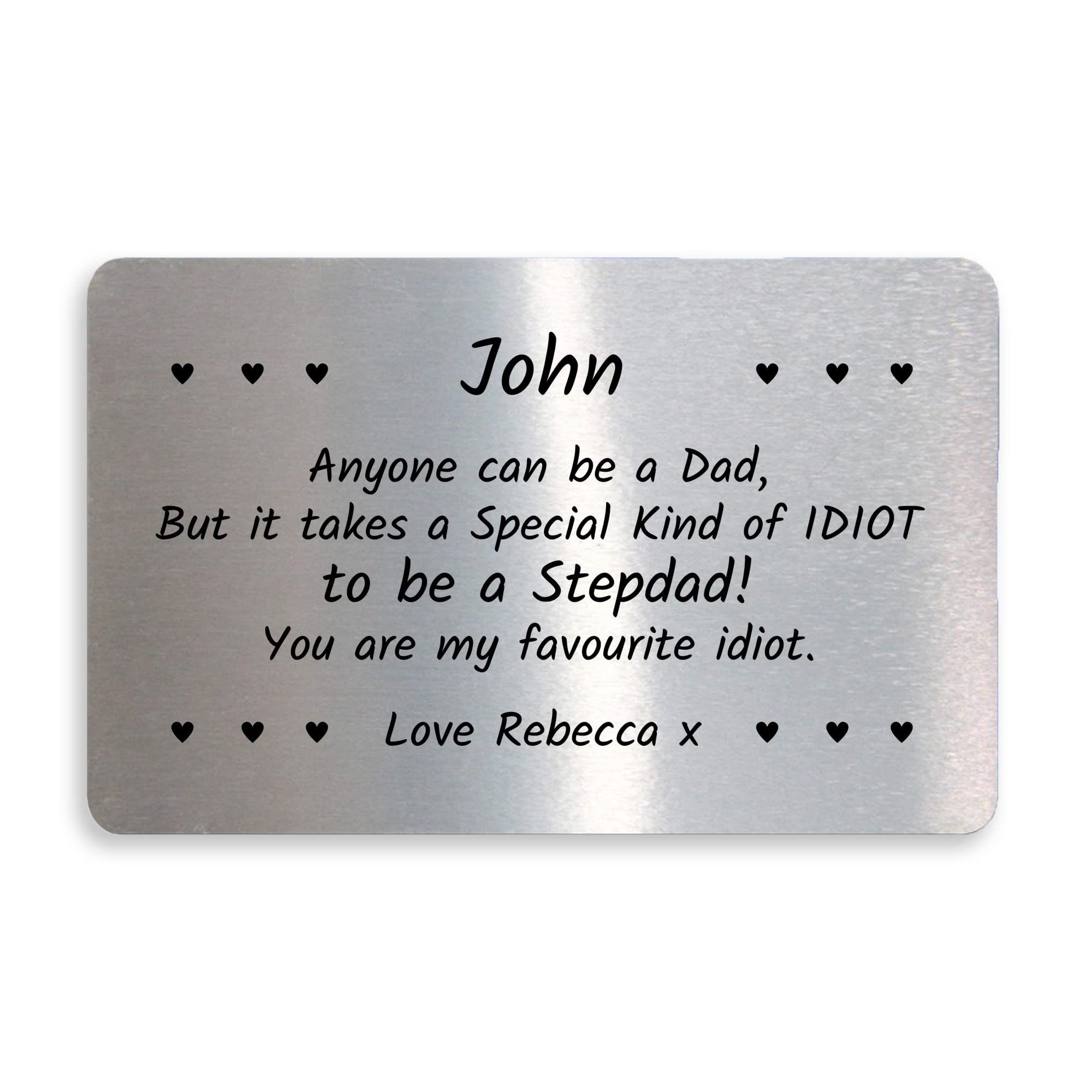 Funny Stepdad Birthday Christmas PERSONALISED Wallet Insert Thank You Gift Father's Day Metal Card For Step Dad
