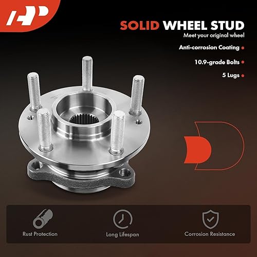 Miniatura 6 de A-Premium 2 rodamientos de rueda delantera y conjunto de cubo con 5 lengüetas compatibles con Hyundai Sonata 2015-2019, Tucson 2016-2021, Veloster N