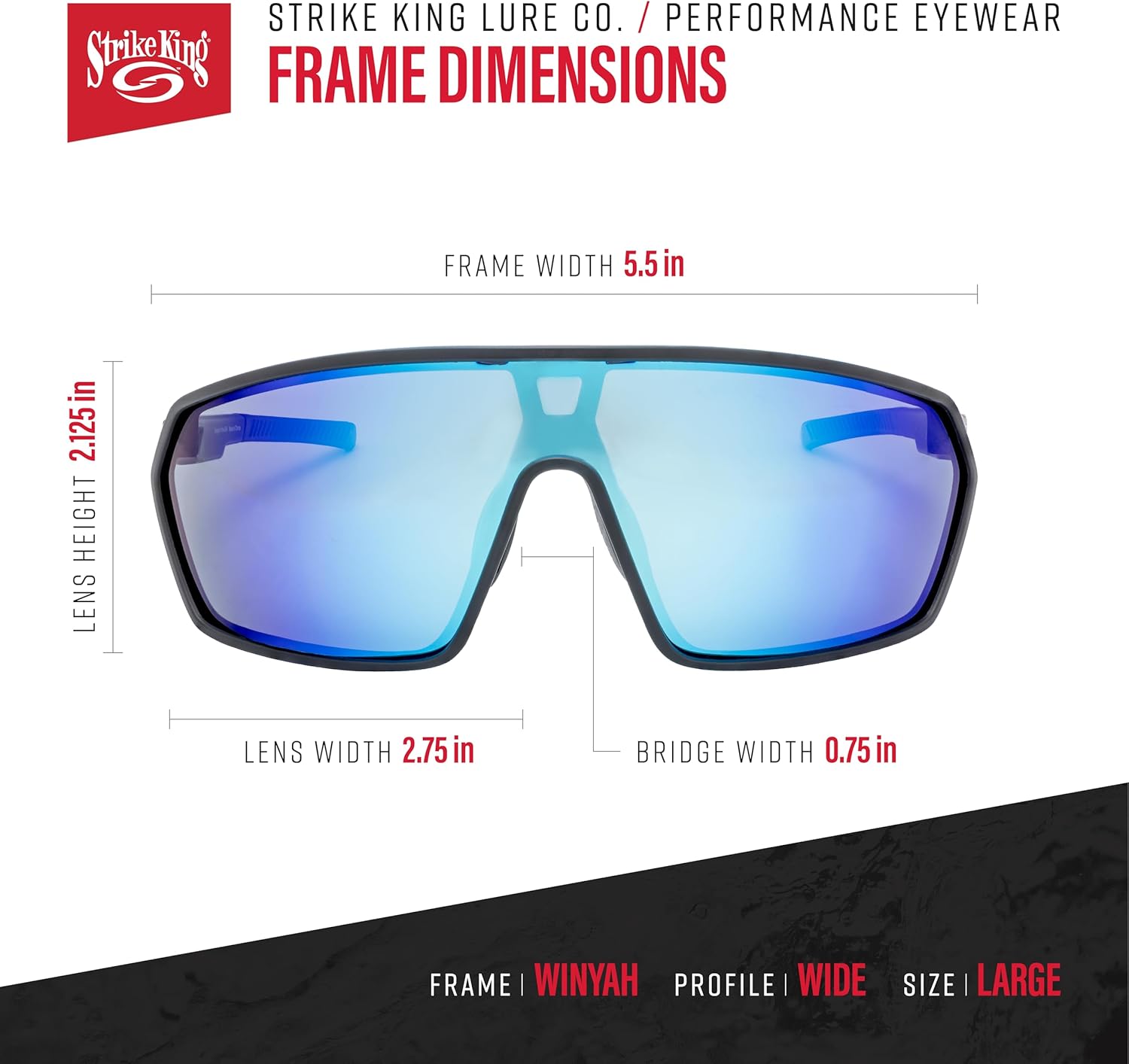 Strike King S11 Winyah Sunglasses, Hard Case, Micro-Fiber Cloth, Retainer