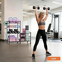 Vista 8 de HavenlyYouth Dumbbell Rack, Home Gym Weight Rack Storage, Adjustable Dumbbell Stand Organizer with Wheels, Holds Dumbbells, Kettlebells, Yoga Mats