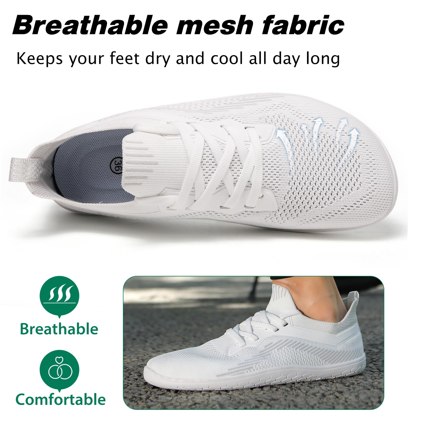 AONETIGER Barfußschuhe Damen Herren Breite Zehenbox Zero Drop