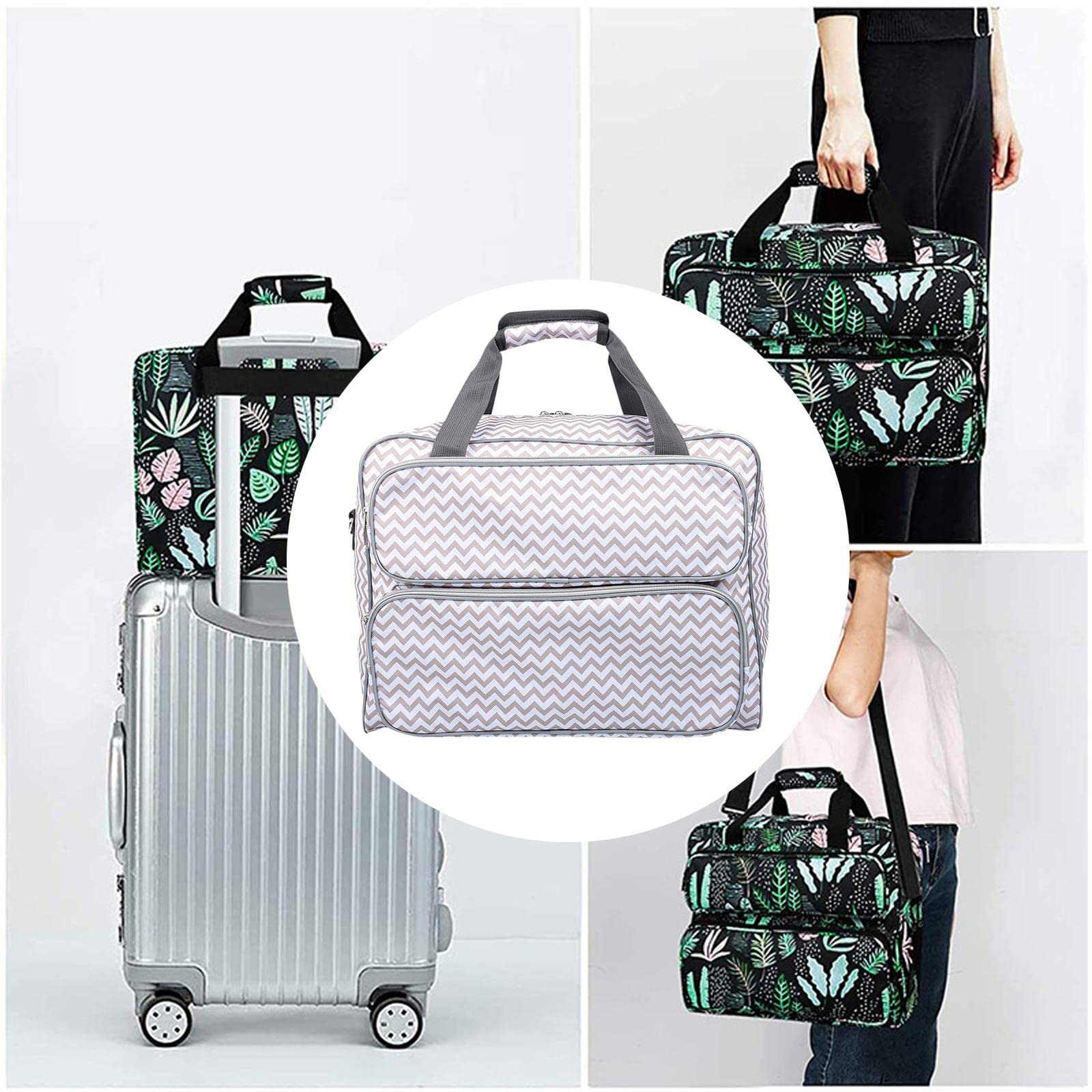Bolsa universal resistente para máquina de coser con bolsillos de almacenamiento, para tu máquina, llevar a cualquier lugar, para viajes, organizador de accesorios de costura, color gris