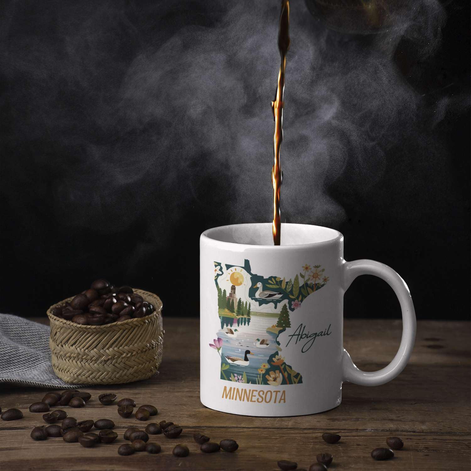 Custom Minnesota Map Mug - Personalized Name, 11oz Or 15oz, Ceramic, Travel Gift
