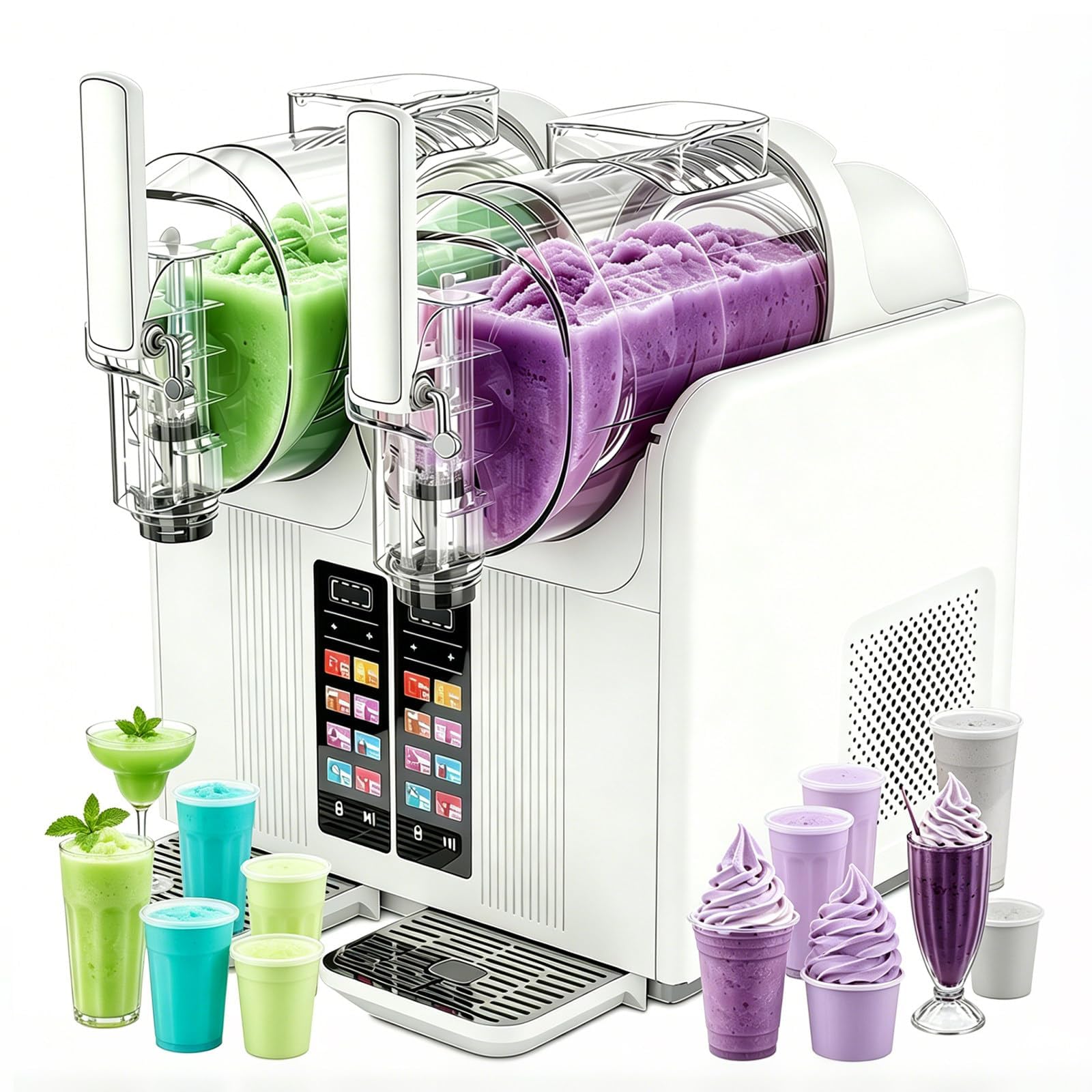 Ghygetrich Ice Cream Maker, Frappe Maker Slush Machine Slushy Maker Cocktail Machine Slushie Machine Ice Cream Maker Machine White