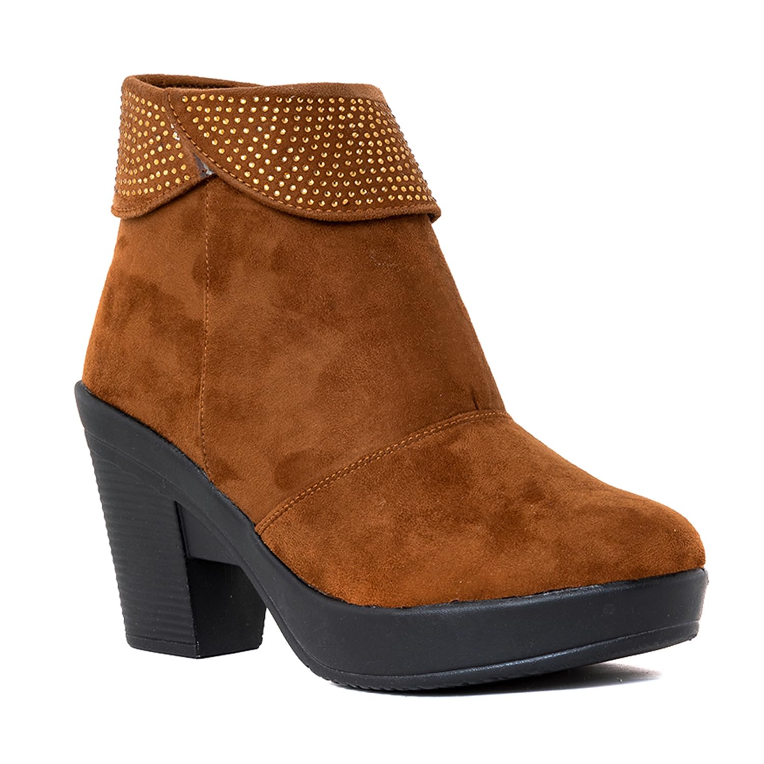 Khadims Cleo Brown Block Heel Cuff Boots for Women (2746353) (B0CXSG7LL8) Amazon Price History, Amazon Price Tracker