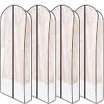 Zilink Breathable Fur Coat Storage Bags 60" Dress Bags for Gowns Long Dust Covers for Hanging Clothes with 7" Gussted Wrinkle Free for Leather Jacket Fur Coat Puffy Dress Storage, Set of 2