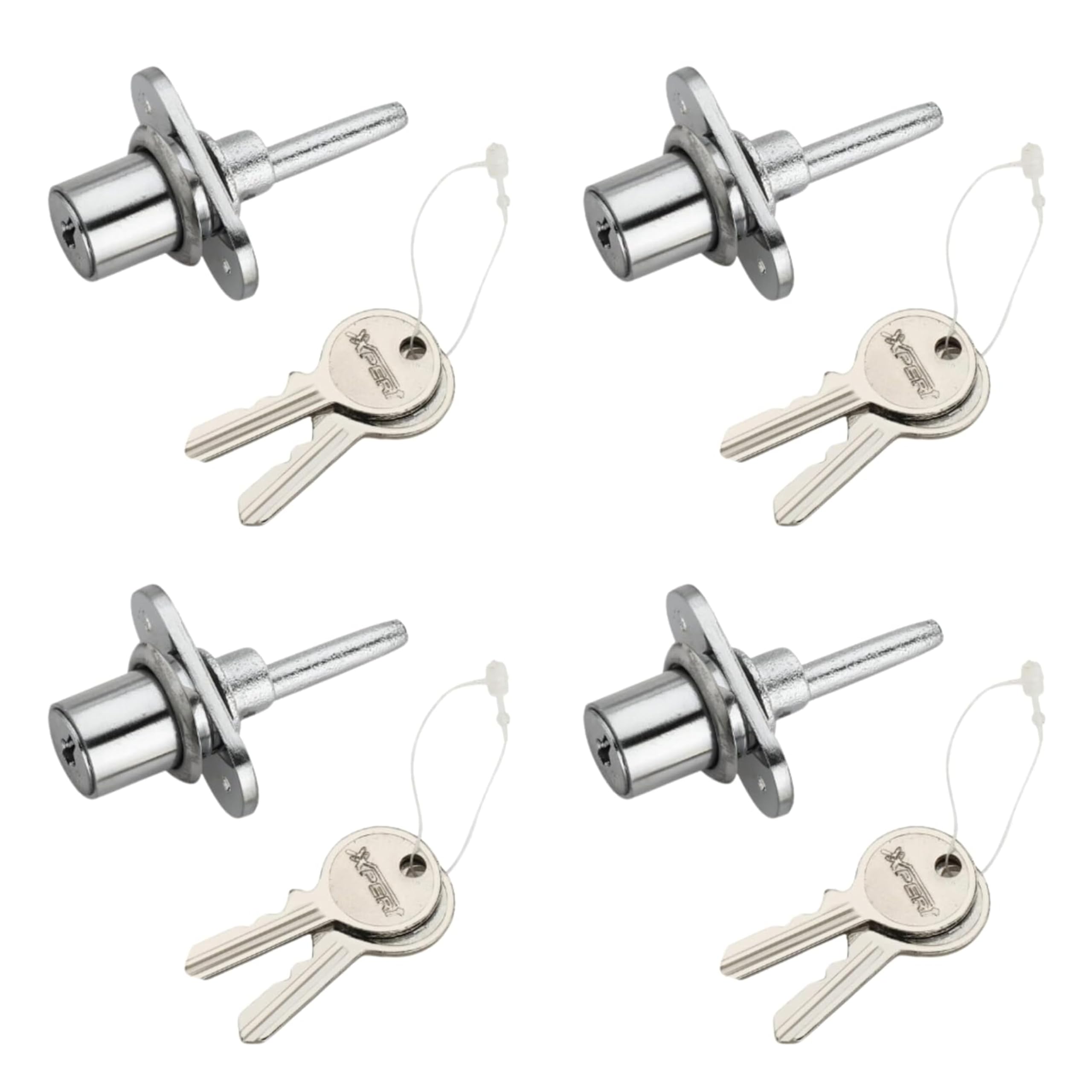 Xpert Pedestal Lock 25 MM Pack of 4 Front mounting Multi Drawer Locking Device Front Multi Drawer Pedestal Lock Rotatory Lifting pin Movement. All Brass Levers with Keys