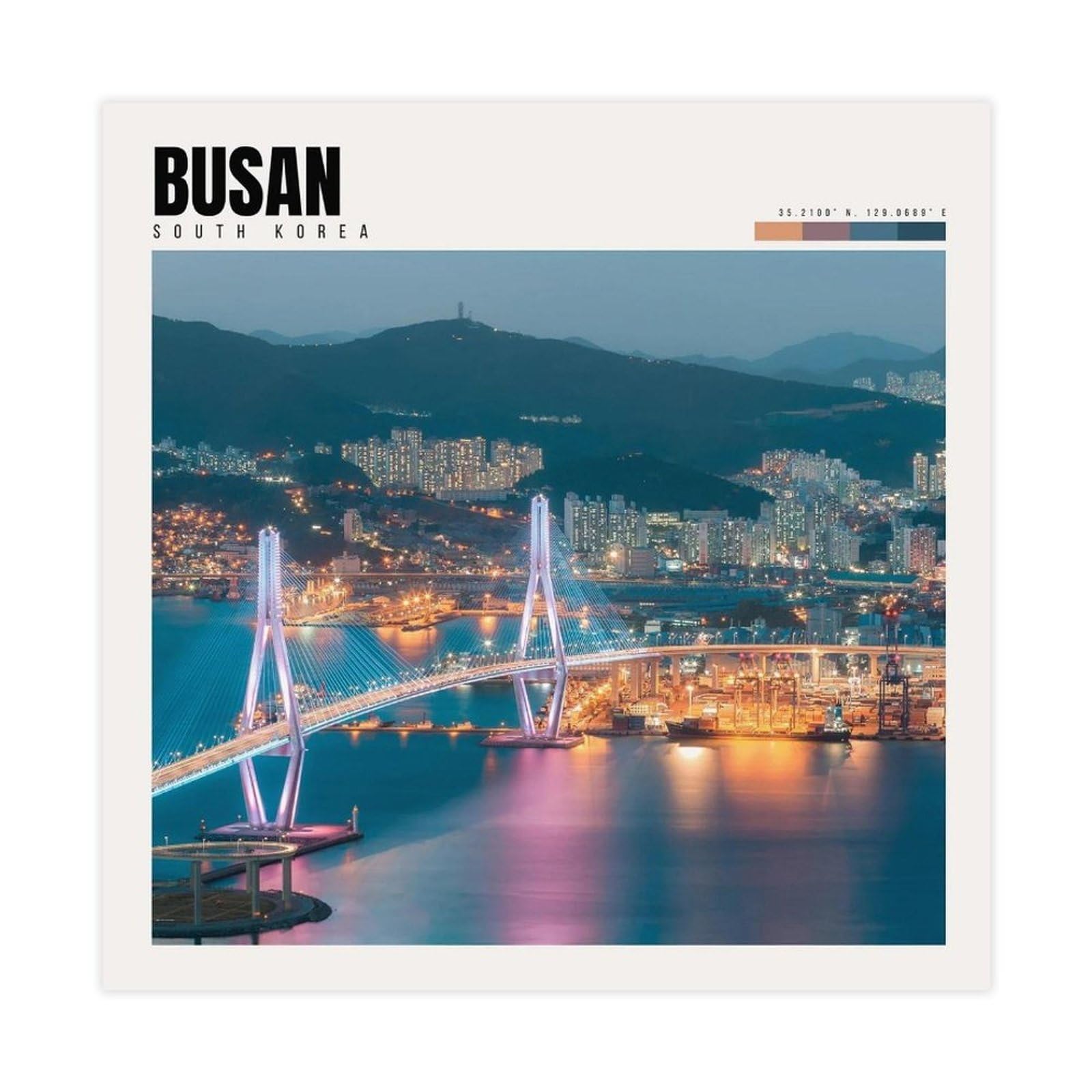 Gqvcjsw Busan South Korea Poster Busan Art Canvas Poster Wall Art Decor Print Picture Paintings For Living Room Bedroom Decoration 12X12inch(30X30cm)