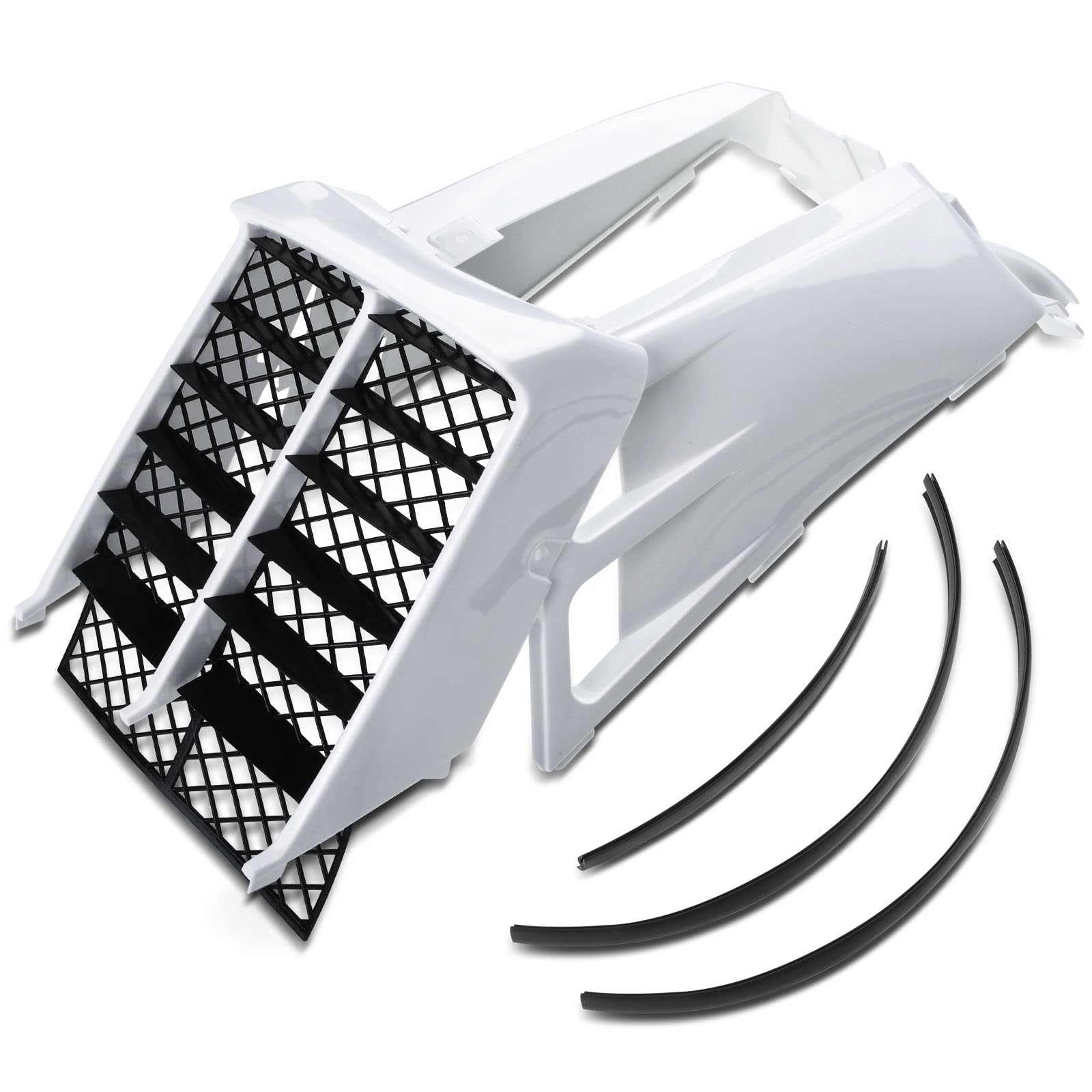 A-Premium White Plastic Gas Tank Side Covers with Grill Compatible with Yamaha Banshee 350 1987-2006 2-PC Set