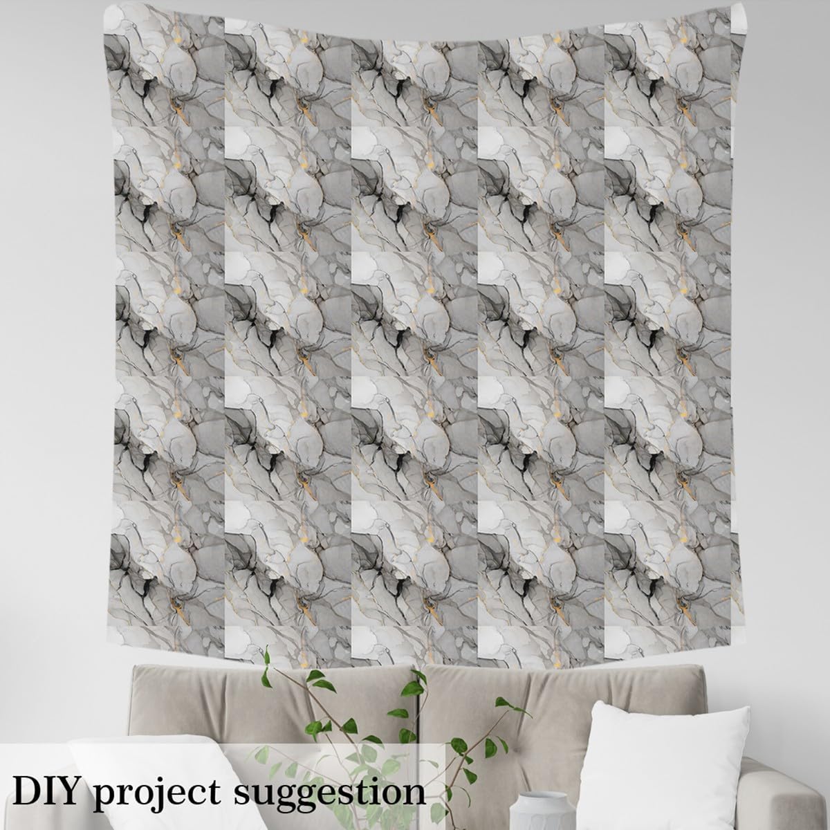 Erosebridal Ombre Marble Fabric by The Yard Watercolor Grey Black Marble Decorative Fabric Retro Tie Dye Art Indoor Outdoor Fabric for Upholstery and Home Accents,10 Yards