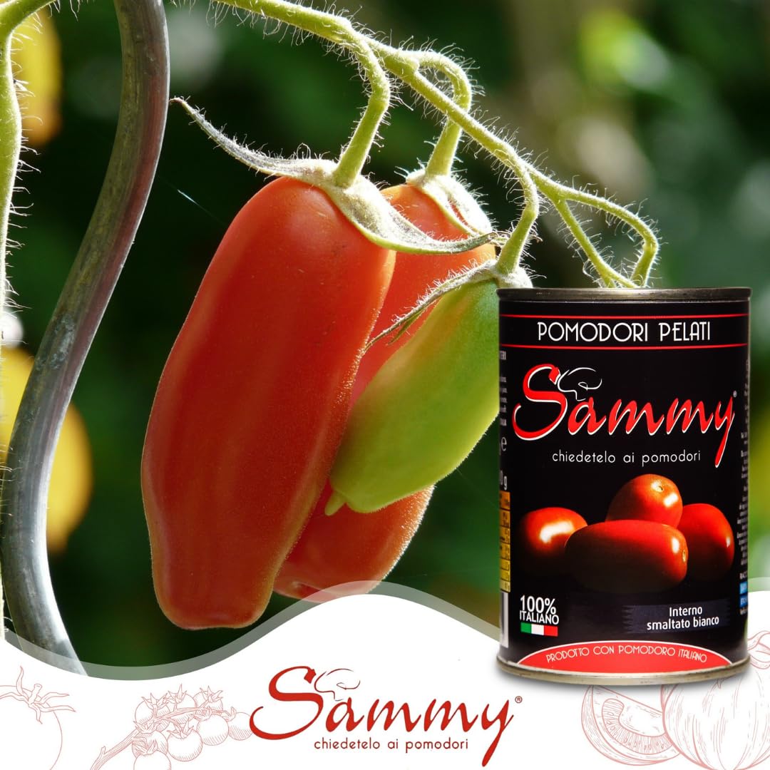 SAMMY - Pomodori Pelati, Ideali per Sughi e Ricette Gourmet, 100% Filiera Italiana, Gusto Dolce e Autentico, 6 Pezzi in Latta da 2500gr