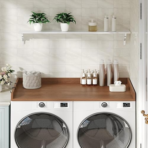 Miniatura 8 de HOOBRO Encimera de lavadora y secadora, encimera de madera para lavadora y secadora de 54 pulgadas de ancho x 27.6 pulgadas de profundidad para