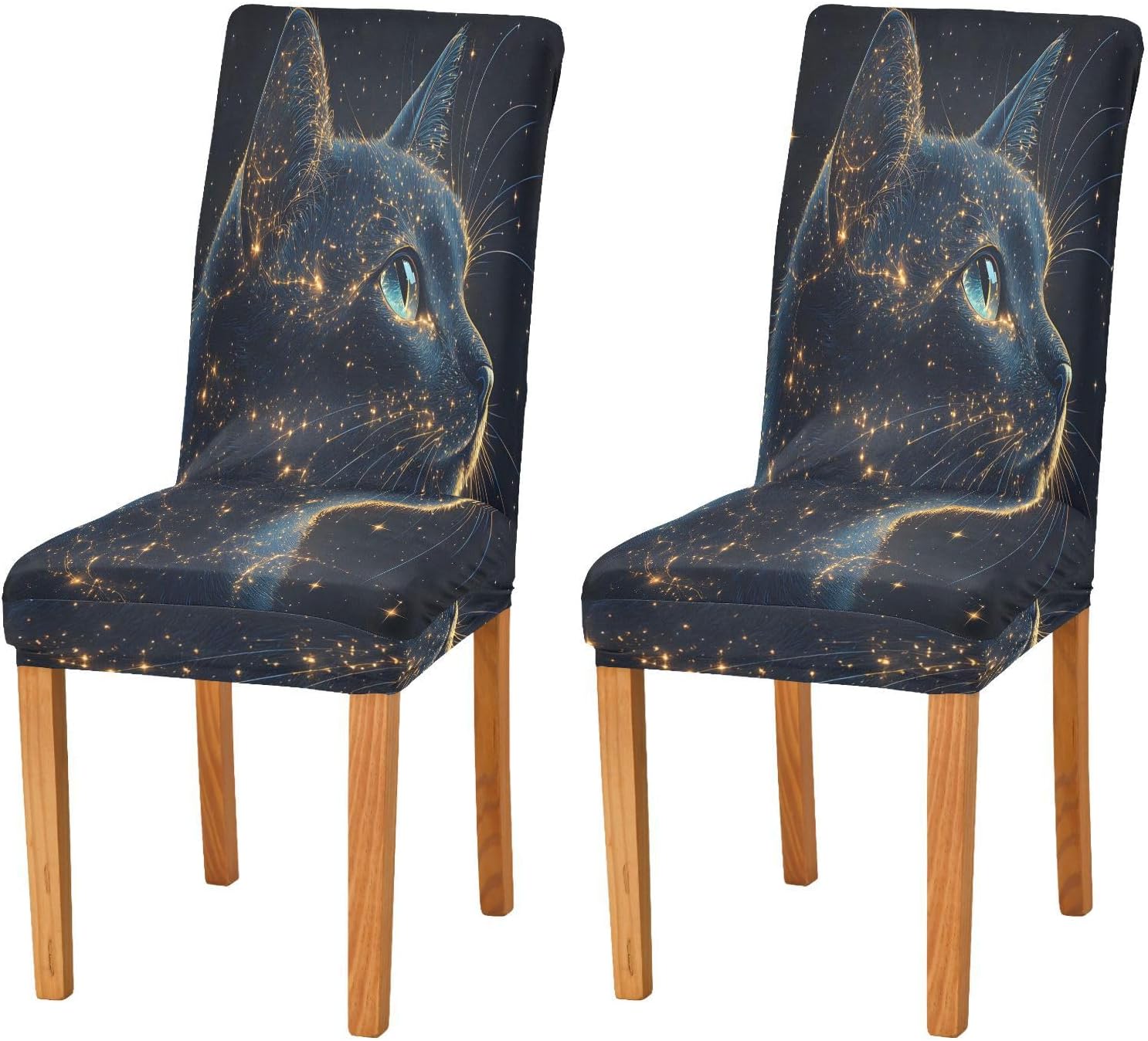 ALAZA Chair Covers for Dining Room, Cat Constellation Stretch Chair Cover Sets Chair Protector Removable Washable for Ktichen Restaurant Hotel