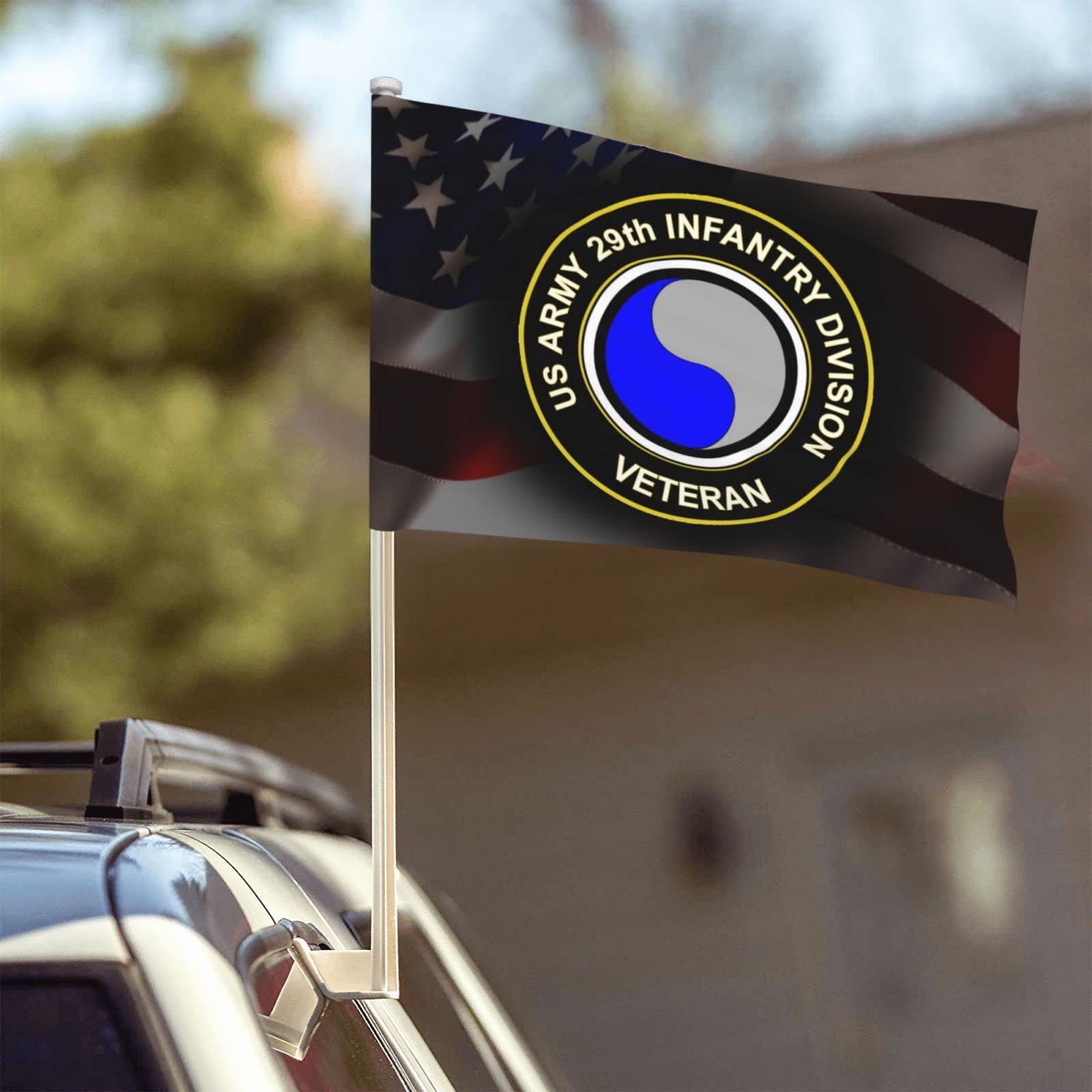 US Army Veteran 29th Infantry Division 100% Polyester Fabric With Printing For Indoor Outdoor Decoration