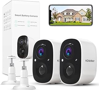 HOWIRAY Wireless Outdoor Security Camera, Battery Powered Cameras for Home Security Wireless WiFi with Night Vision, Motion Detection,Siren Alarm,Spotlight,2Way Audio (Whitex2)