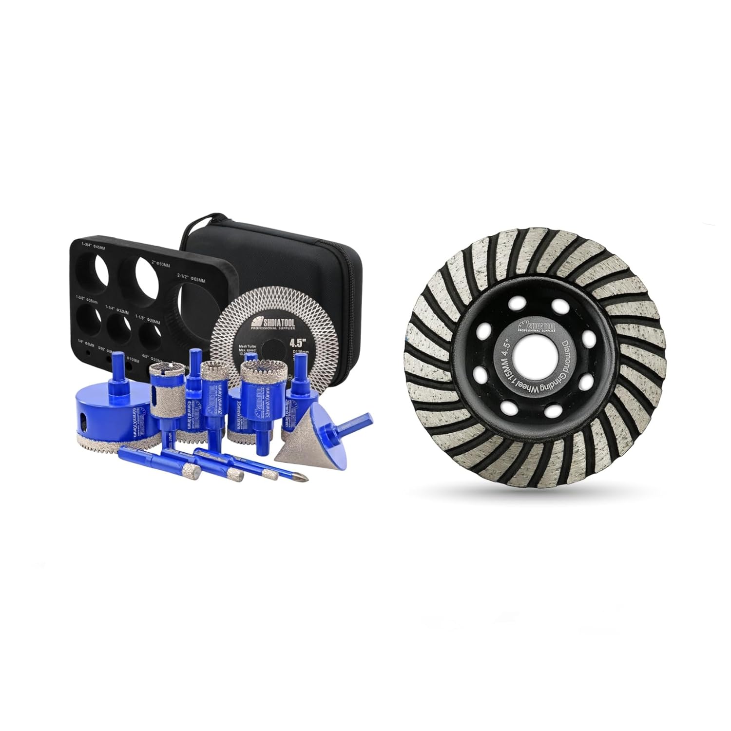 SHDIATOOL Diamond Drill Bits Kit - Core Bits Hole Saw Sets,Mould Guide for Drilling Porcelain Tile Marble Ceramic Granite with Hollow EVA Guide Jig