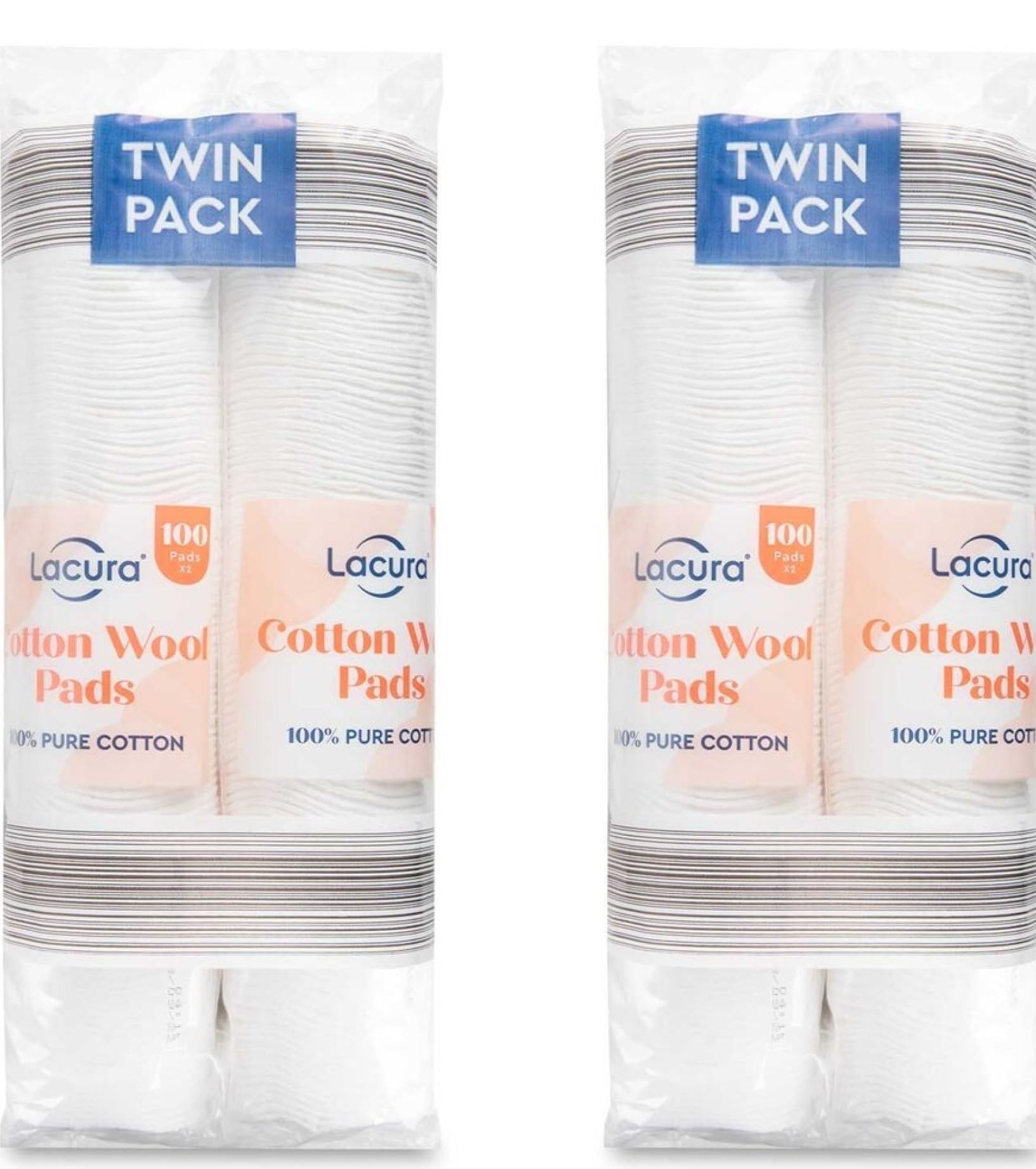 Pure Cotton Wool Pads 2 x 200 Twin Pack Non-Fleecing No Shed 400 Pads