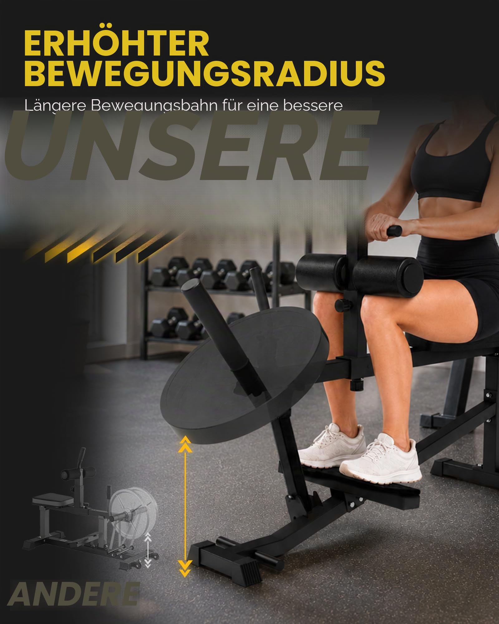 GuuG Wadenmaschine Wedentrainer Wadendehner Sitzend: Beintrainer im Sitzen für Zuhause Kraft-Beintrainer Bein Trainingsgerät Training Seated Calf Raise Machine Schwarz