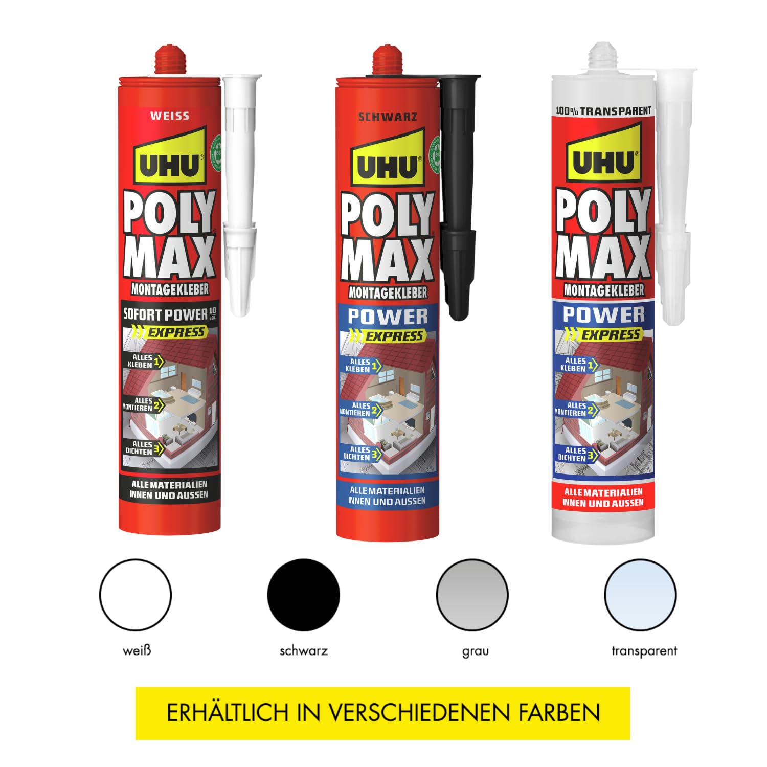 Uhu Poly Max Klej Montażowy, Czarny, 425 g