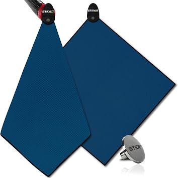 STICKIT Mini Magnetic Golf Towel - Ultra-Absorbent with Waffle Weave Microfiber & Removable Magnet - Small Golf Towel for Bags, Clubs & Carts - Removes Dirt, Grass, Debris from Club Face 12 x 12