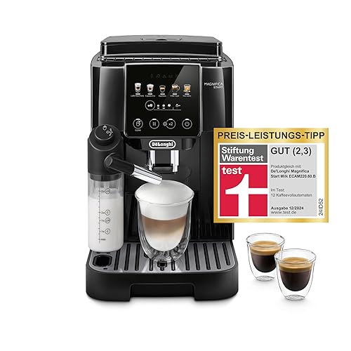 De'Longhi Magnifica Start ECAM220.91.B, Kaffeevollautomat mit LatteCrema-Milchsystem für Automatischen Cappuccino, 5-Direktwahl-Tasten, Soft-Touch-Bedienfeld, x2-Funktion, Schwarz - 5 drinks