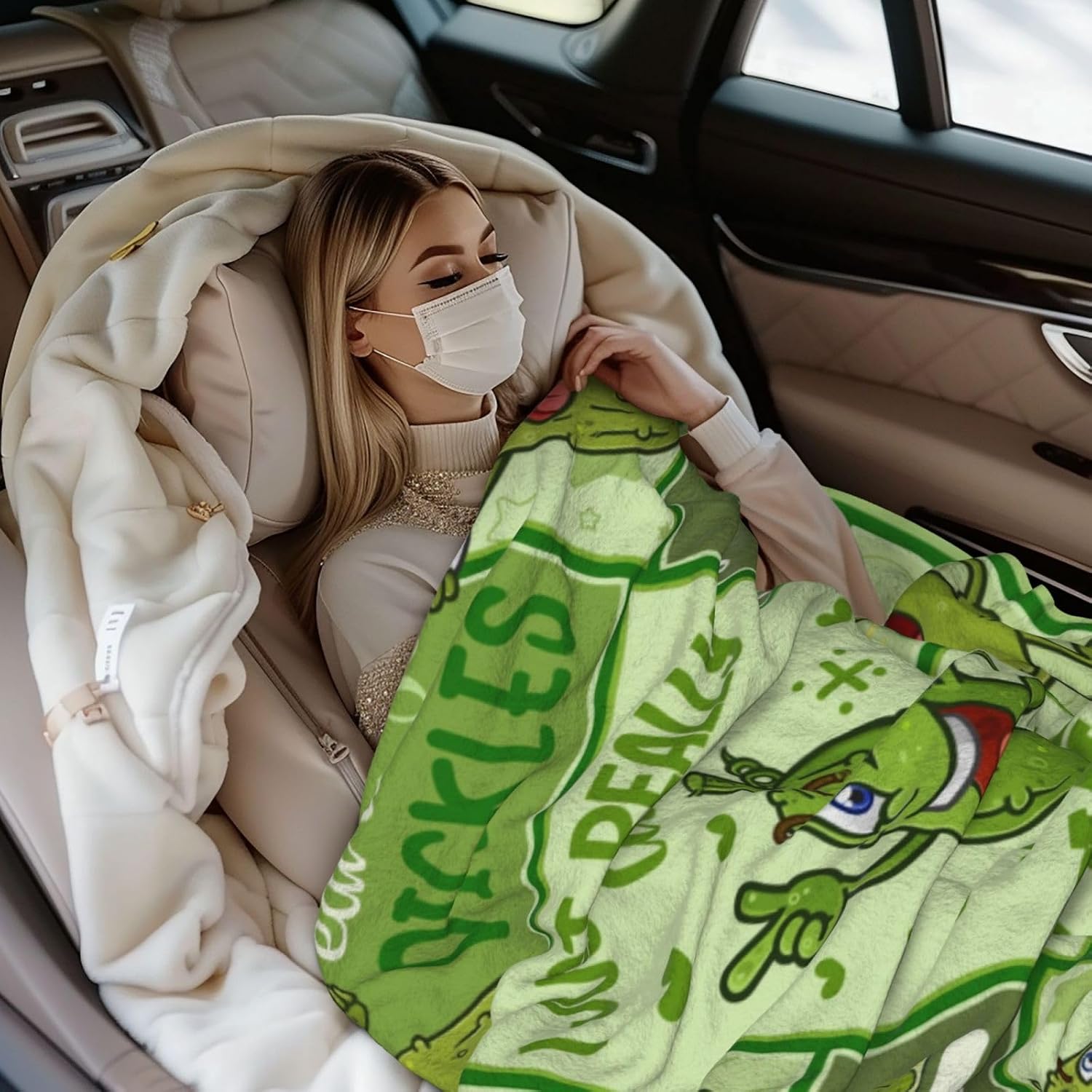 Pickle Lovers Throw Blanket, Funny Gift for Adults & Kids, Soft Fuzzy Flannel - 60"x80" - Adults/Queen