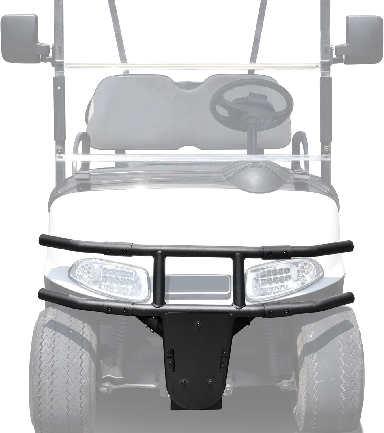 Front Brush Guard for EZGO RXV Golf Cart 2008-2015, Combined Black Powder Coated Steel Front Bumper Guard for E-Z-GO RXV Golf Cart 2008-2015 Accessories