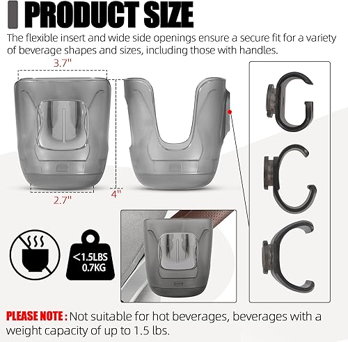 Miniatura 2 de Portavasos para cochecito de bebé compatible con Uppa-Baby Vista, Cruz, Minu Strollers Accesorio para portavasos Vista V2, Cruz V2, MinuV2