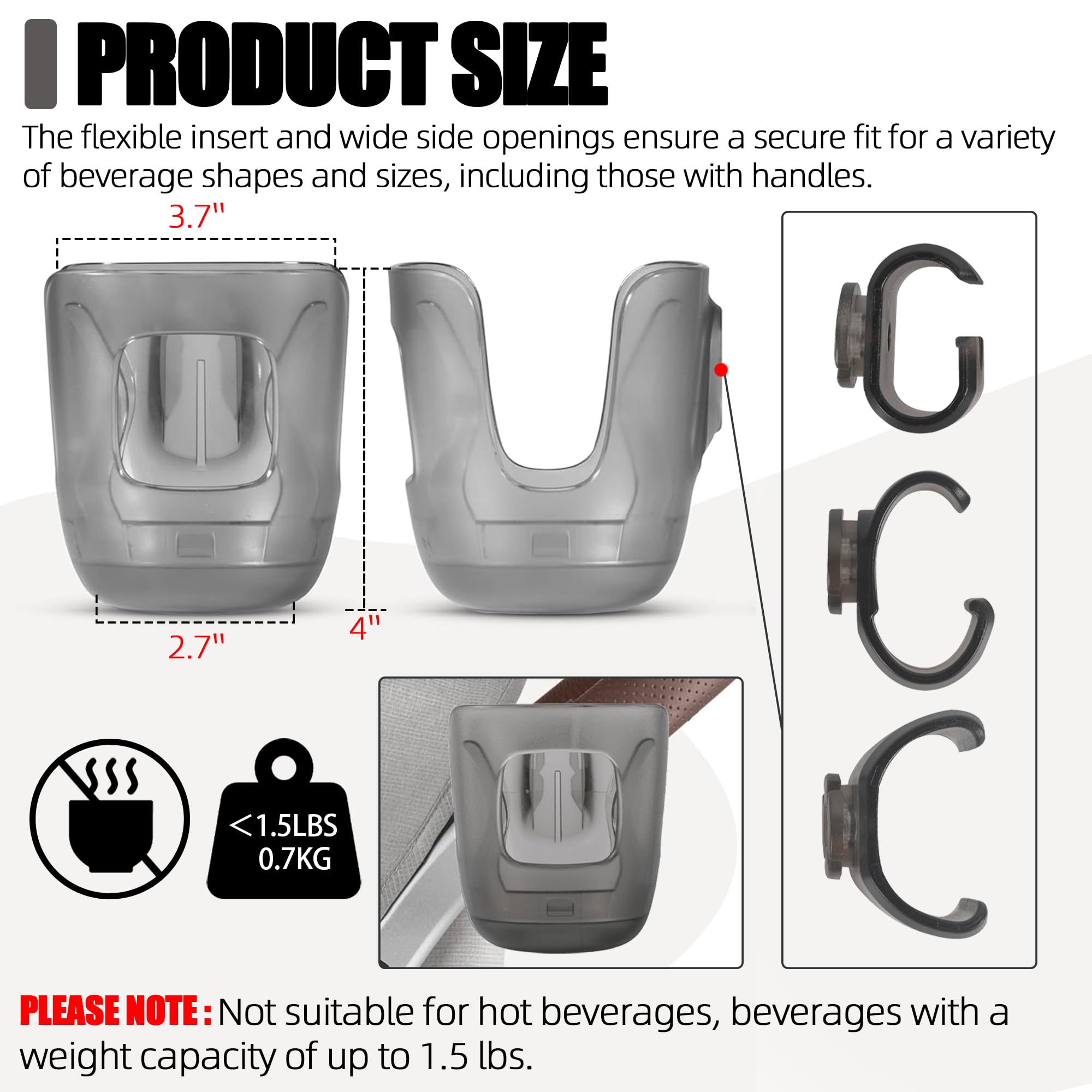 Porte-gobelet Compatible avec Les poussettes Uppa-Baby Vista, Cruz, Minu - Accessoire pour Poussette Vista V2, Cruz V2, MinuV2