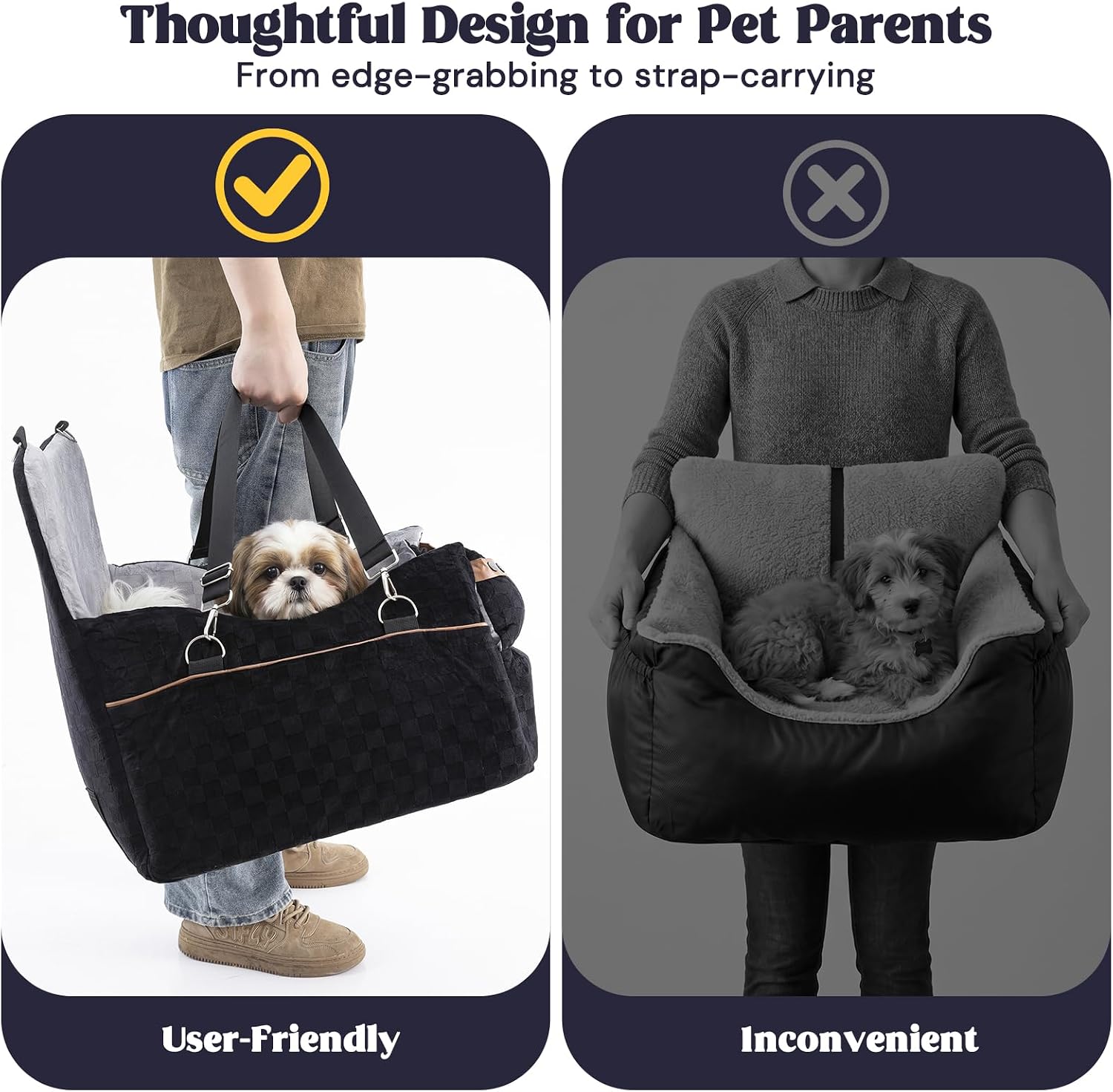Dog Car Seat for Small Pets Sturdy Puppy Booster Bed with Elevated Window View Washable Travel Carrier up to 35 Lbs