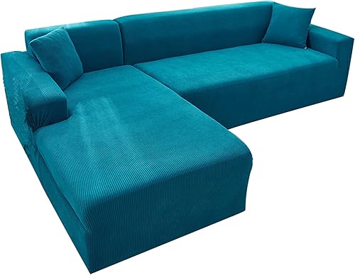 Fundas de sofá modulares para 5 plazas, jacquard elástico, 2 piezas, funda de sofá en forma de L, elastano a cuadros, fundas de sofá en forma de L,