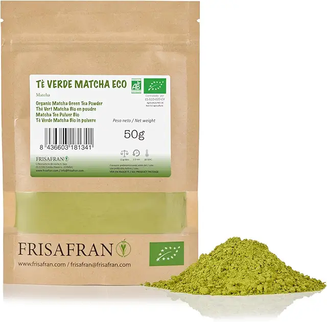 FRISAFRAN Organic Matcha Tea Powder 50g | Ceremonial Grade | Weight Loss | 100% Organic
