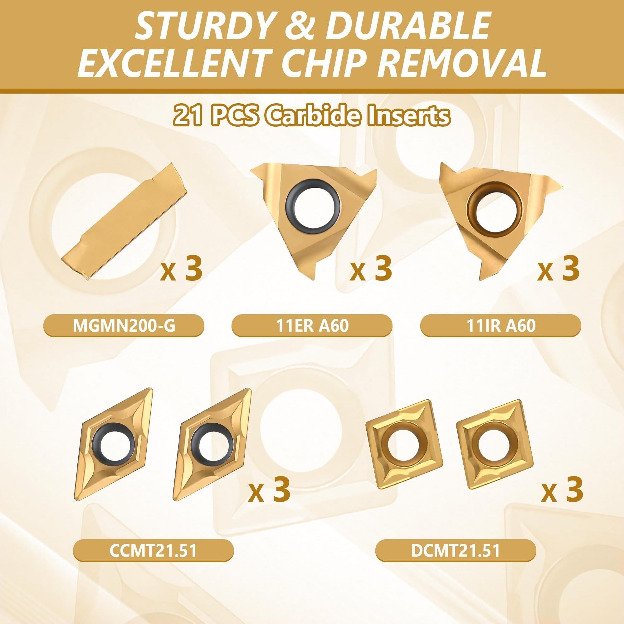 Kit de tournage indexable 28 pièces, barres d'alésage 10 mm avec plaquettes
