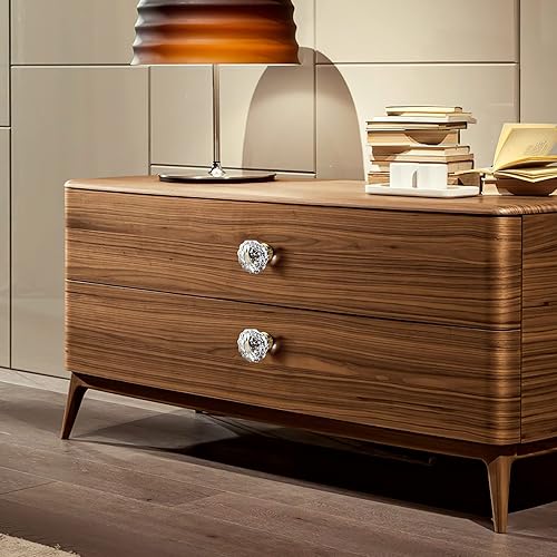 Miniatura 10 de Pomos de cristal para gabinete, paquete de 8 pomos dorados para cajones, pomos de tocador vintage de latón de un solo agujero para cocina, armario,