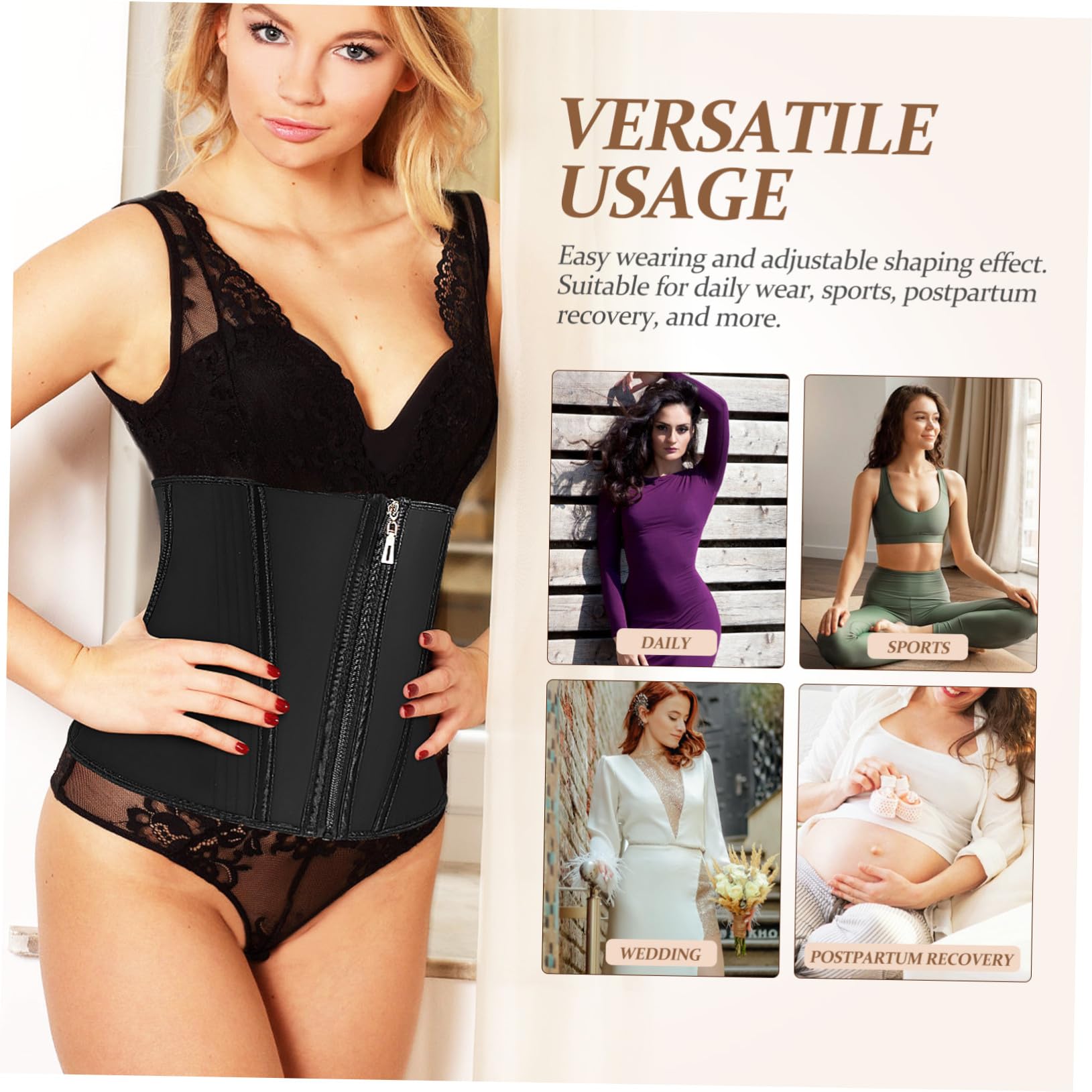 Corsé de Látex con Cremallera para Mujer Faja Moldeadora de Cintura Control de Abdomen Corset Cómodo y Duradero