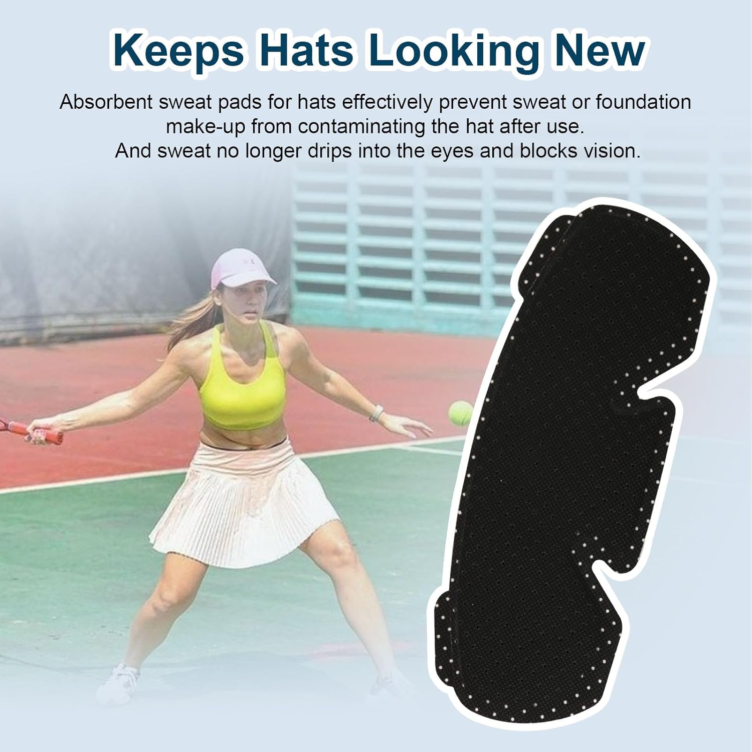 Hat Sweat Liner for Golf Cap, Absorbent Sweat Pads for Hats, Thin Soft Lightweight Hat Liner for Men Women 3 Pack Black