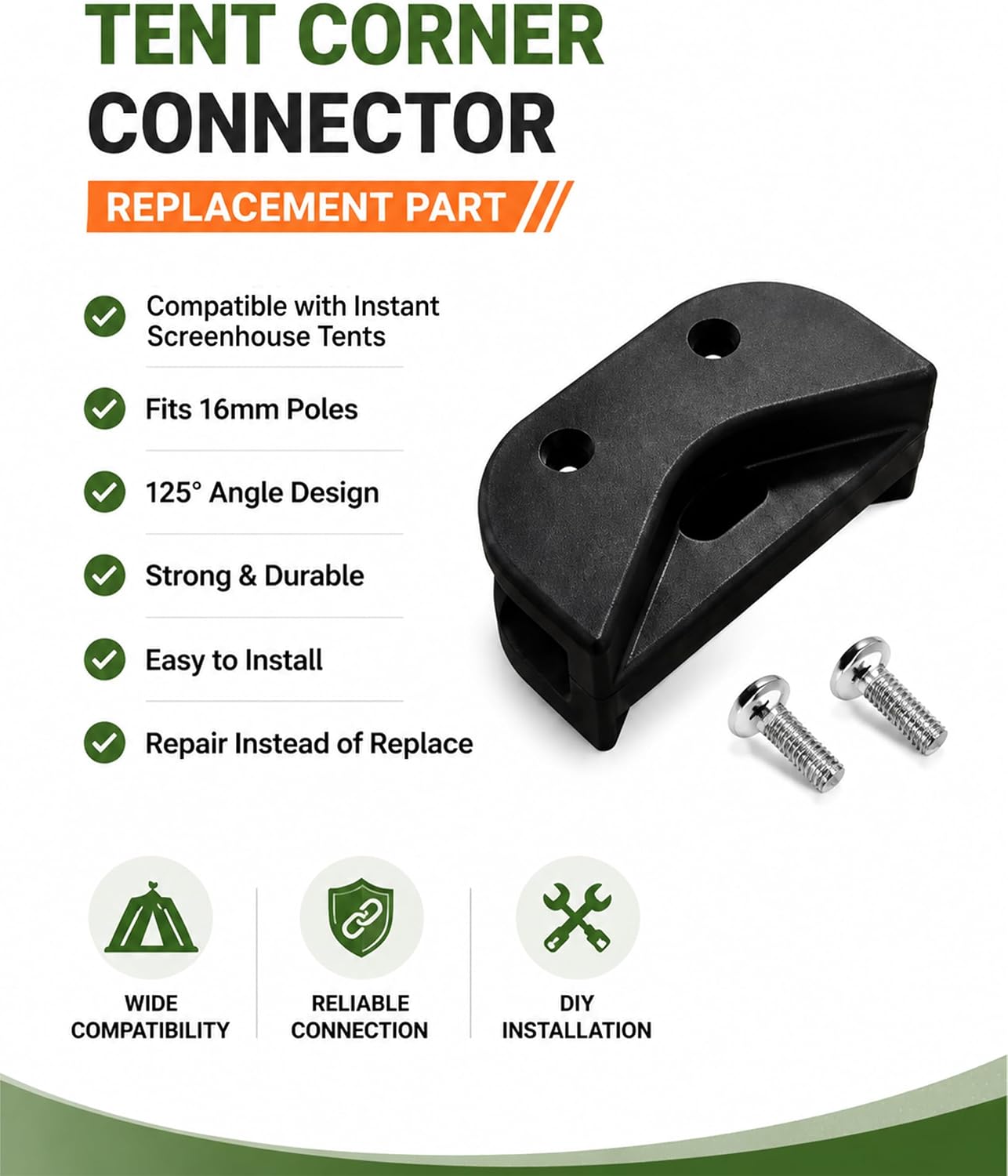 Tent Corner Connector 16-16 125° Compatible with Coleman Tent Pole Repair image 5