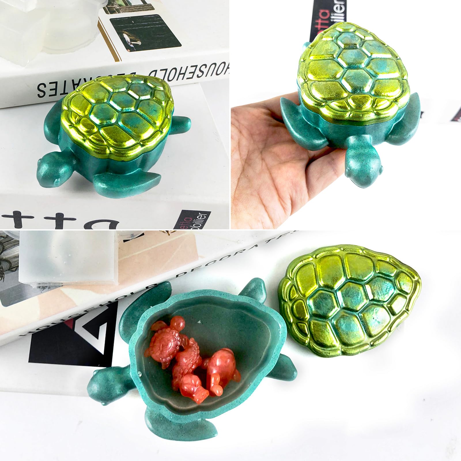 Sea Turtle Box Resin Mold with Lid, Creative Container Epoxy Resin Casting Mould, Sea Animal Silicone Storage Mold DIY Jewelry Holder Trinket Plate Resin Clay Craft Art Supplies Making Home Decor - Image 4
