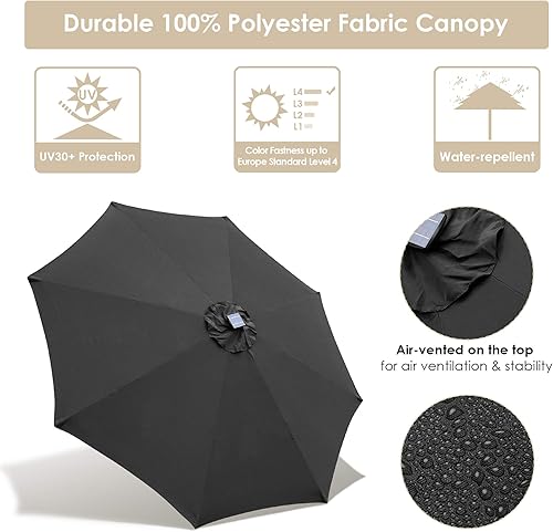 Miniatura 40 de Yescom Outdoor Solar Powered LED Patio Umbrella with Crank Tilt for Garden Backyard Deck Table Market Poolside Party Event 2-Beige,3-Negro
