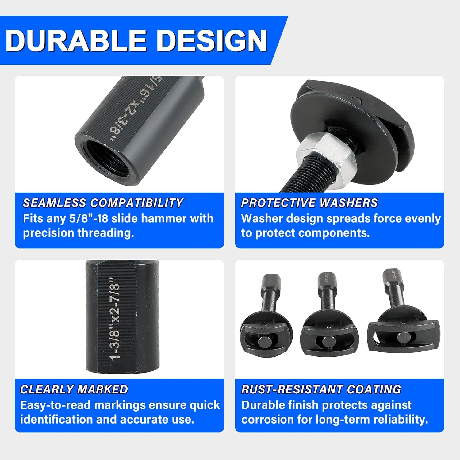 DASBET Rear Axle Bearing Puller Set Wheel Bearing Removal Tool Kit Hub Bearing Extractor Installer Repair Tool Bearing Rear Axle Remover Set with 3 Sizes 1 to 1-7/8, 1-5/16 to 2-3/8, 1-3/8 to 2-7/8