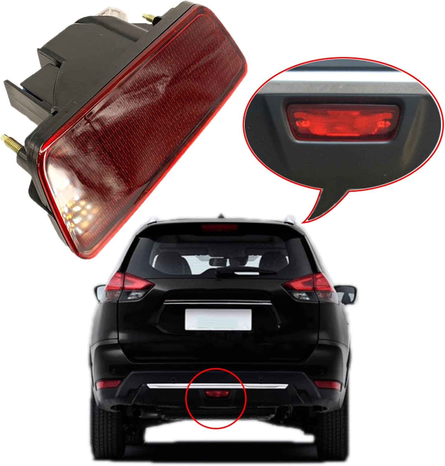 と互換性のある Nissan X-Trail T32 Rogue 2014-2020、リアバンパー センターリフレクター ABS リ