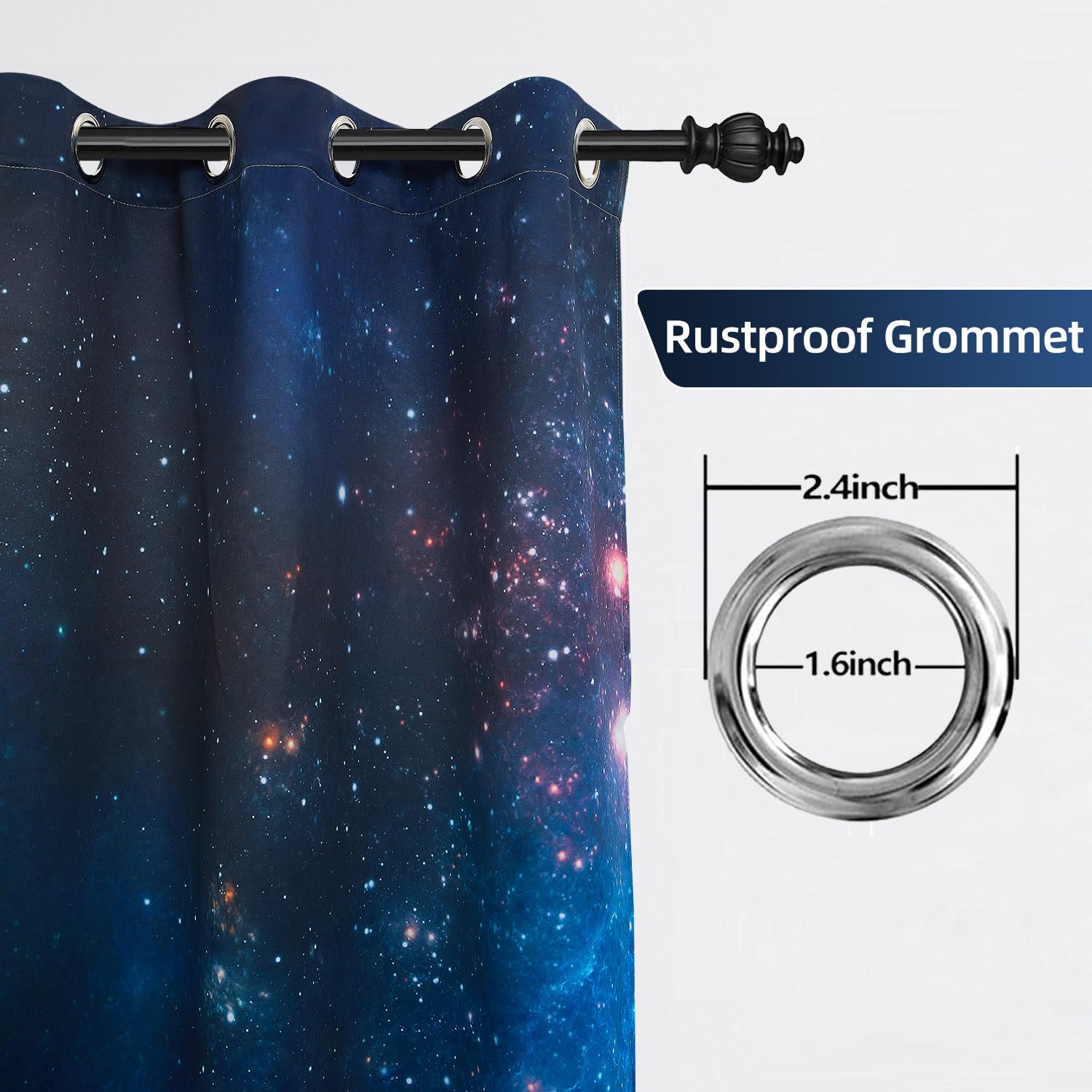 Sternenraumverdunkelnde Fenstervorhänge Schwarz Nachthimmel Sterne Verdunkelungsvorhänge Thermoisolierte Ösen Schlafzimmer Vorhänge für Wohnzimmer Schlafzimmer 2 Paneele 106,7 x 160 cm