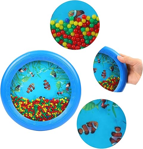 Vista 3 de Musfunny Tambor de océano Wave Bead Drums Gentle Sea Sound Music Gift Musical Educativo Sea Sound Drum Tool para niños y bebés (azul)