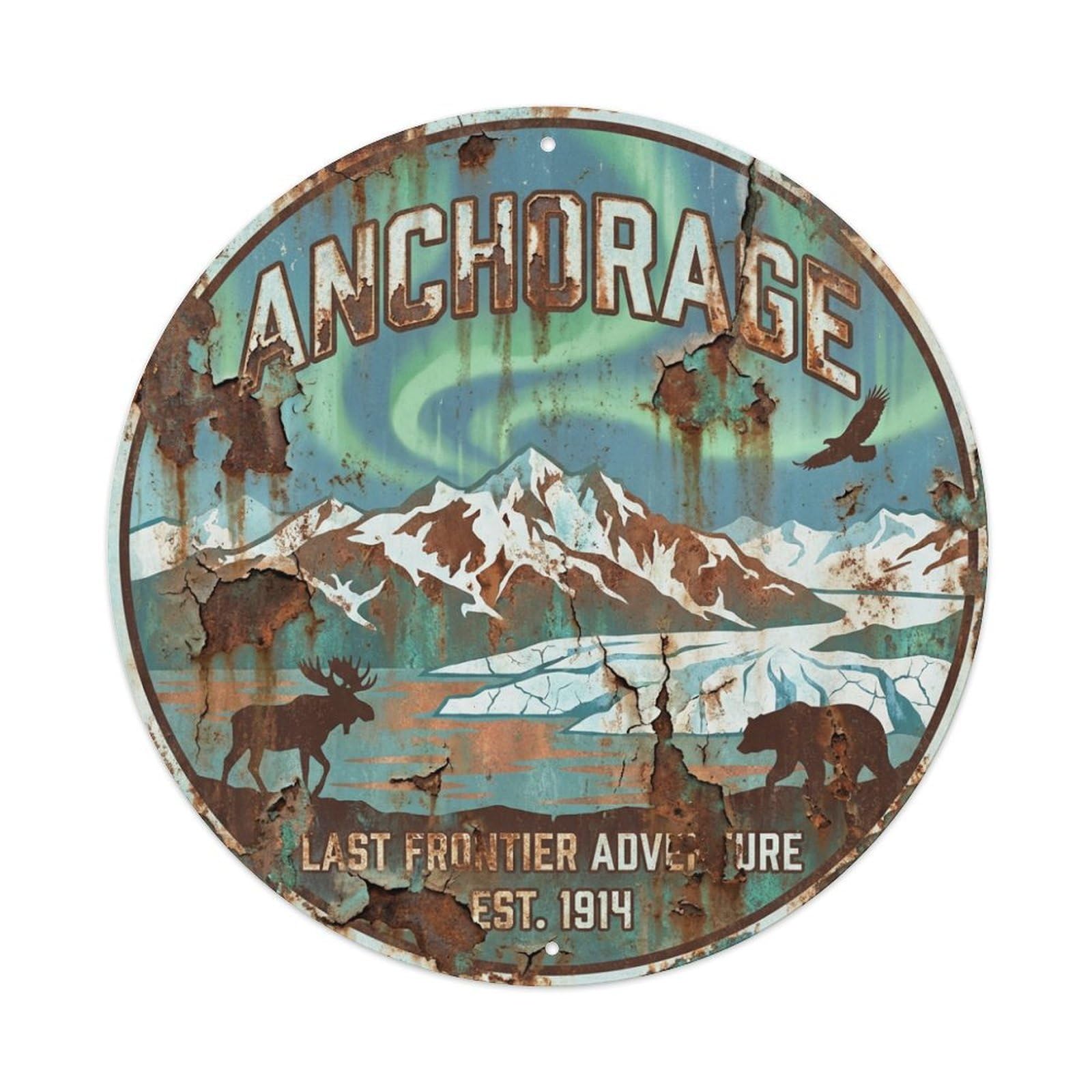 Retro Travel USA Anchorage Metal Tin Sign