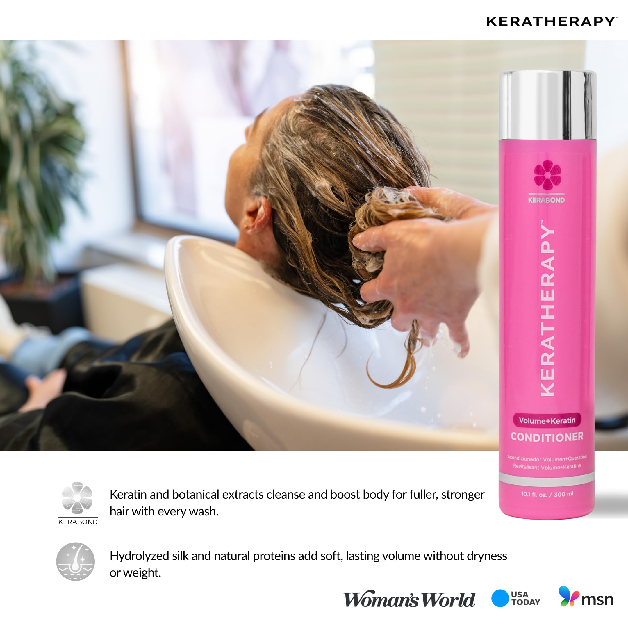 Keratherapy Keratin Infused Volume Conditioner, 10.1 fl. oz., 300 ml - Thin Hair Conditioner for Volume & Thickening - With Hemp Seed Oil, Indian Laurel Extract, Sea Kelp & Hydrolyzed Silk