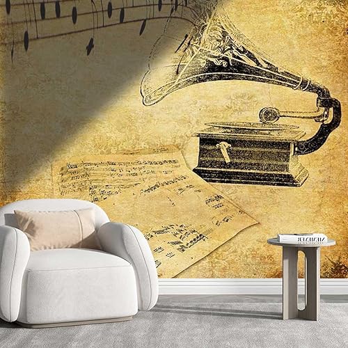 Papel tapiz para Baño con música nostálgica, papel de contacto, decoración de pared, decoración de pared, aspecto completamente nuevo (78.7 pulgadas